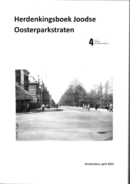 Voorkant van het Herdenkingsboek Joodse Oosterparkstraten
